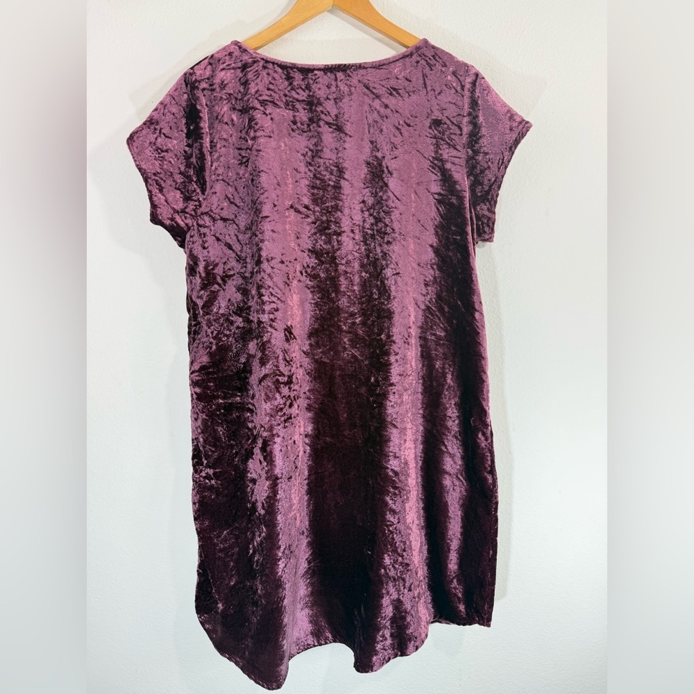 Soft Surroundings Crushed Velvet Embroidered Boho Shift Dress XL Burgundy - Picture 3 of 10